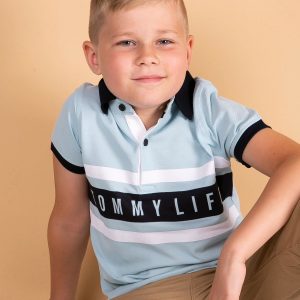 Pale blue polo shirt for boy TOMMY LIFE