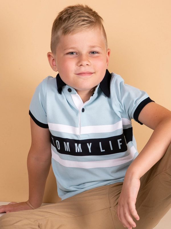 Pale blue polo shirt for boy TOMMY LIFE