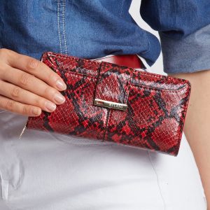 Red wallet with snake pattern