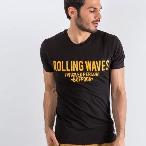 Black T-shirt for men Waves