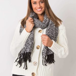 Black and white scarf with fringes