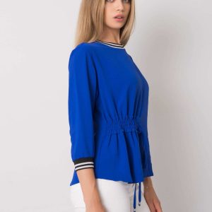 Cobalt blouse with ribbing Bettina RUE PARIS