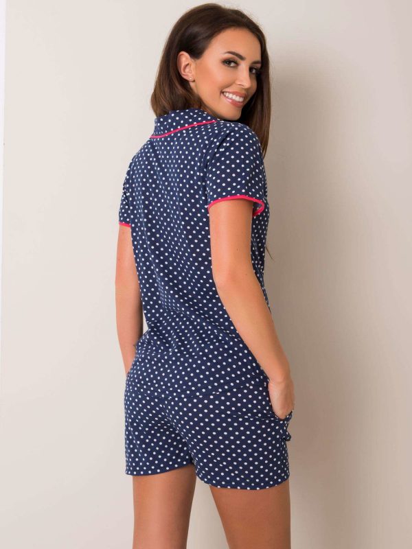 Navy blue women's pajamas in dots