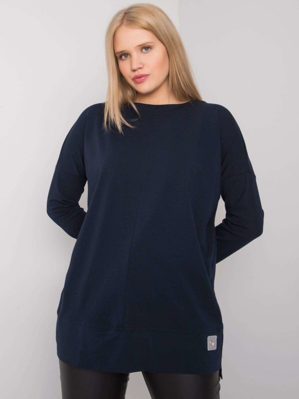 Navy blue smooth plus size blouse Kalise