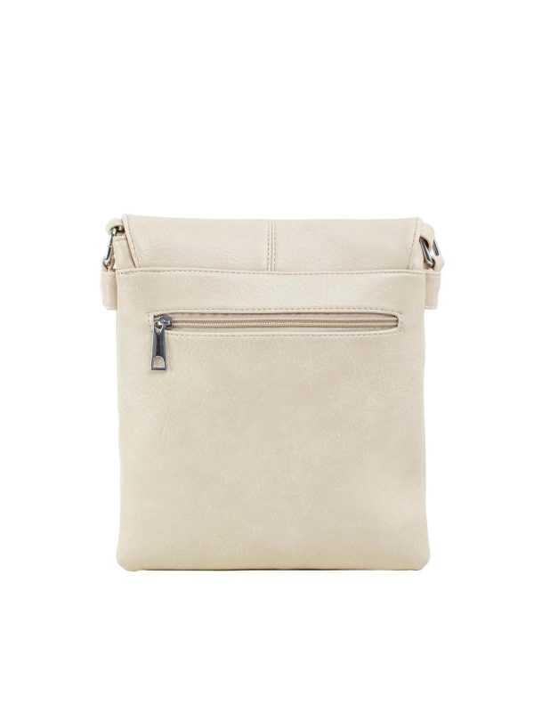 Cream eco-leather bag with flip