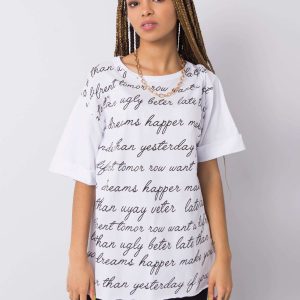 White Cotton T-Shirt with Uma Print