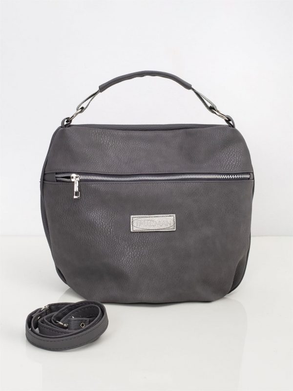 Grey faux leather handbag