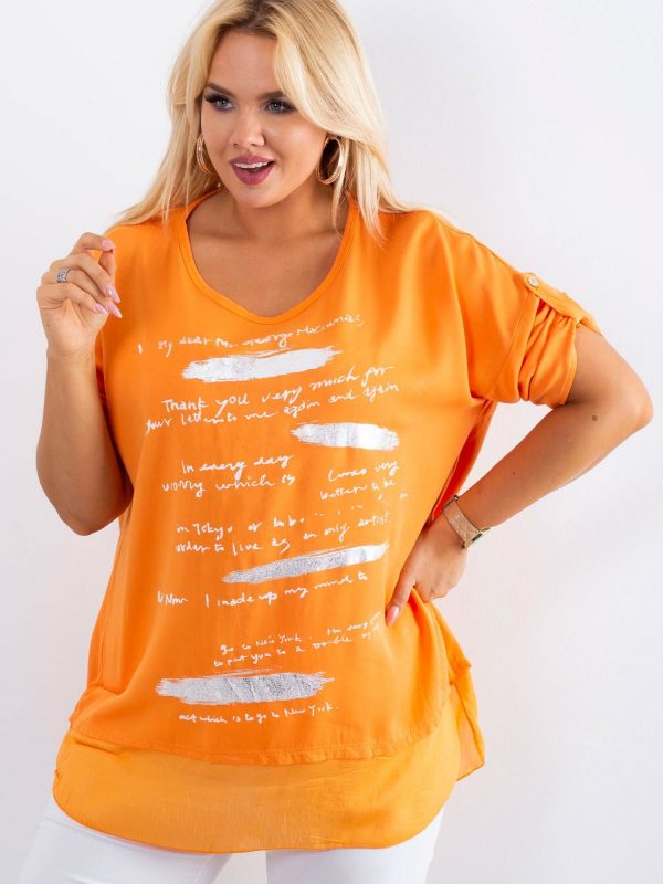 Orange tunic plus size with print