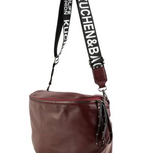 Burgundy eco-leather ladies handbag