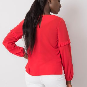 Red blouse with round neck Makenna