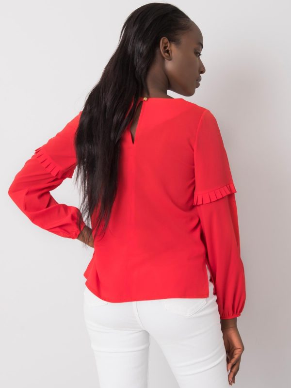 Red blouse with round neck Makenna