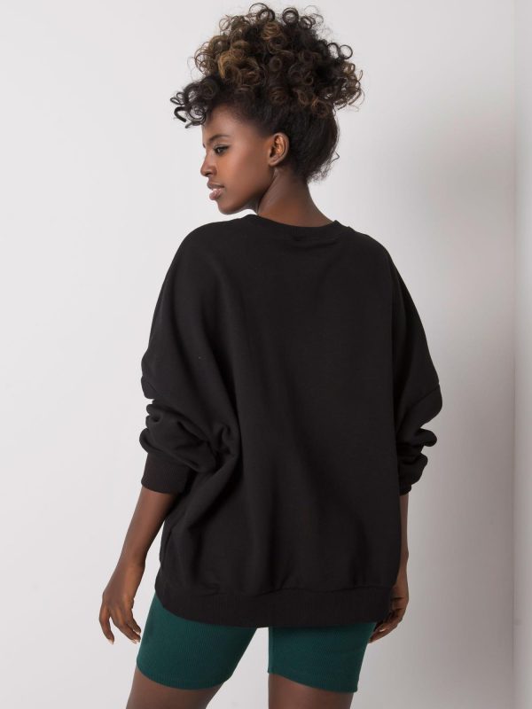 Fabrizia Black Cotton Hoodless Sweatshirt