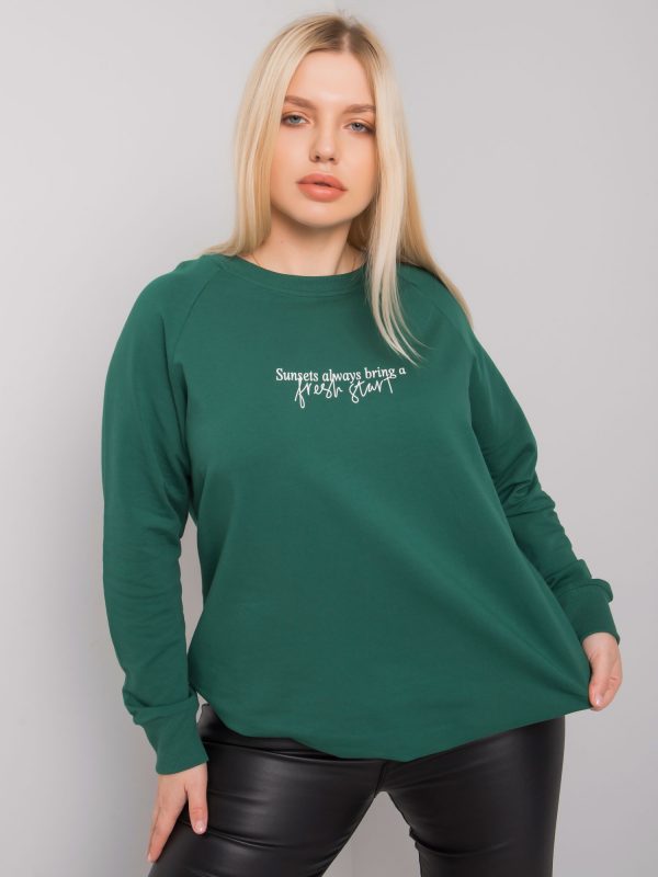 Dark green plus size sweatshirt with Marlow inscription