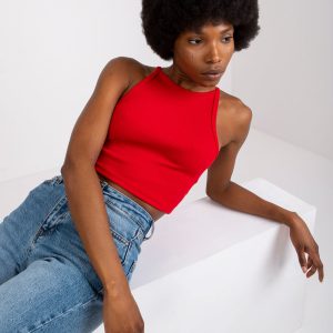 Red Ribbed Cotton Top Margo RUE PARIS