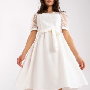 White Elegant Cocktail Dress with Maricela Embroidery