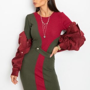 Khaki-burgundy Pringle dress