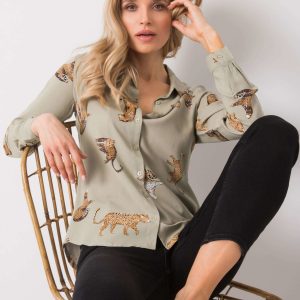 Khaki shirt with Ethna print