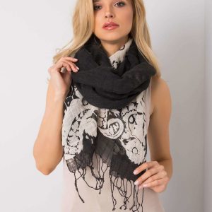 Black wrap with floral motif