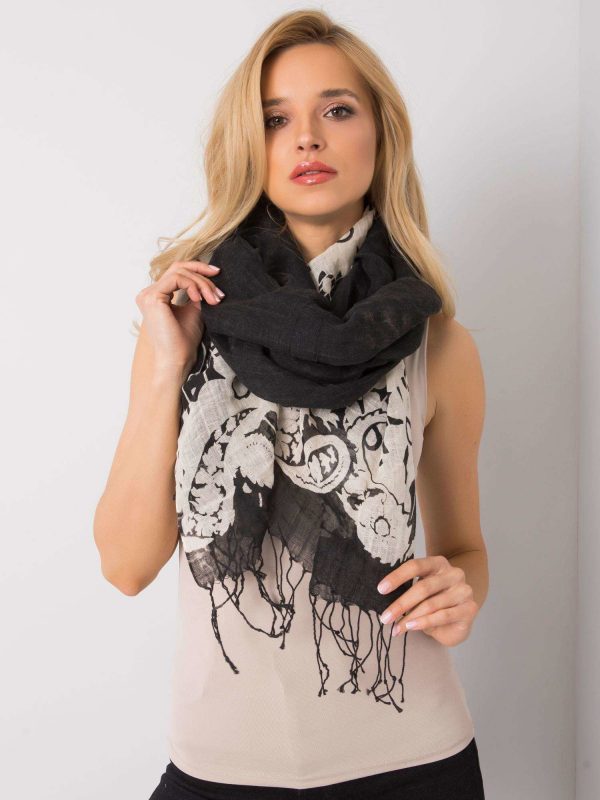 Black wrap with floral motif