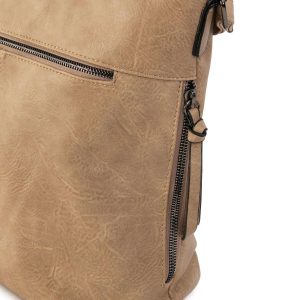 Beige women's handbag made of eco-leather