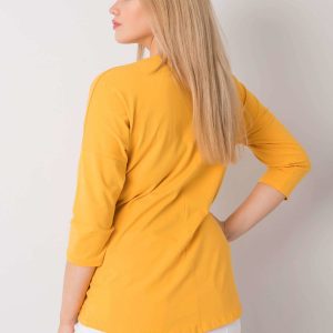 Yellow plus size blouse with Dahlea print