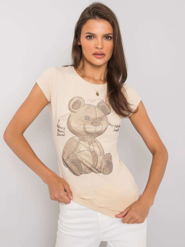 Beige T-shirt with Misha applique