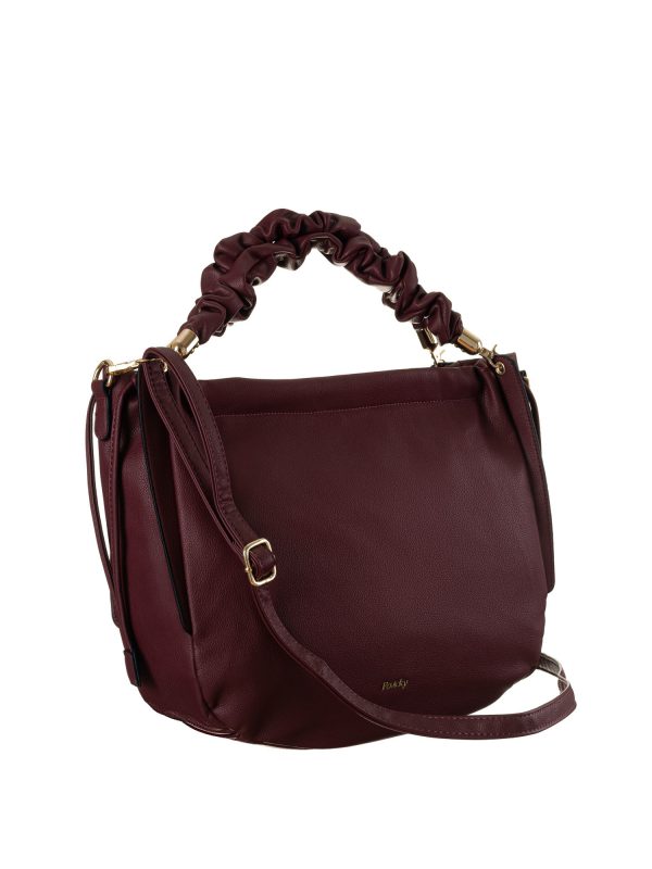 Burgundy eco-leather ladies bag