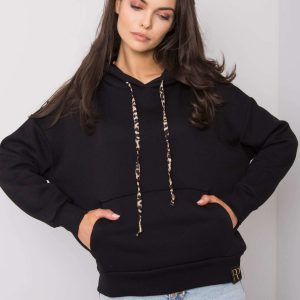 Cintia RUE PARIS black kangaroo sweatshirt