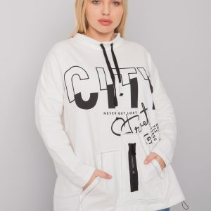 Ecru Hackney Hooded Plus Size Sweatshirt