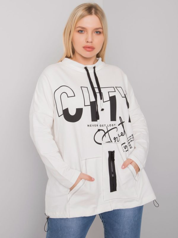 Ecru Hackney Hooded Plus Size Sweatshirt