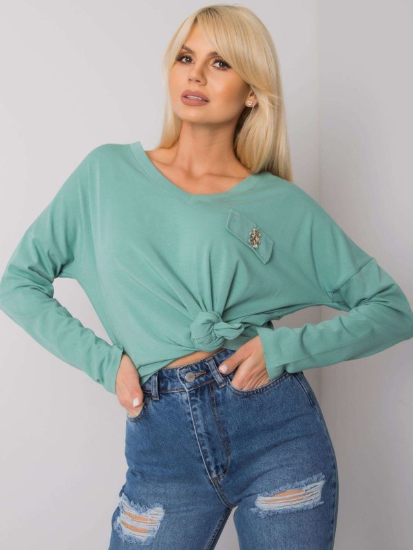 Pistachio V Neck Blouse Bianca