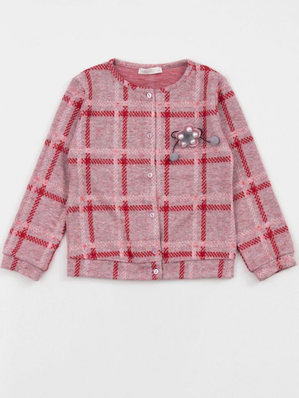 Pink and red checkered children's sweater