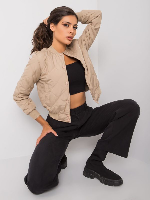 Sherise Beige Quilted Bomber Jacket