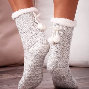 Gray knitted socks for the winter