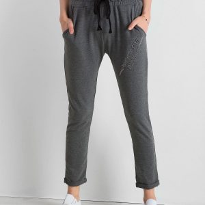 Dark grey sweatpants with rhinestones