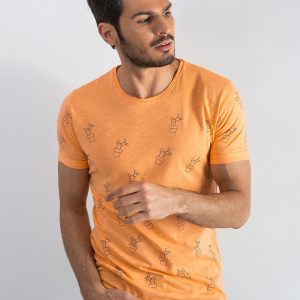 Orange t-shirt for men in cacti