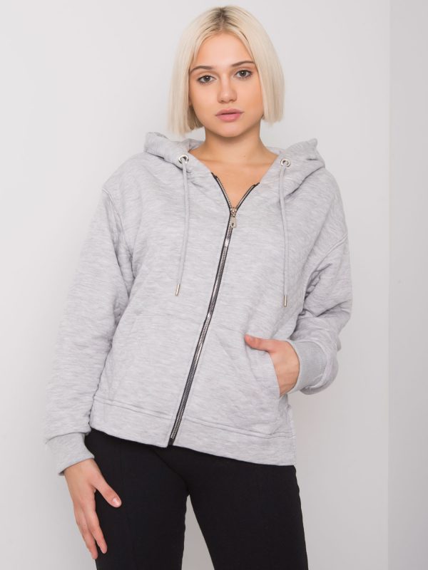 Grey Arezzo Quilted Zipper Sweatshirt