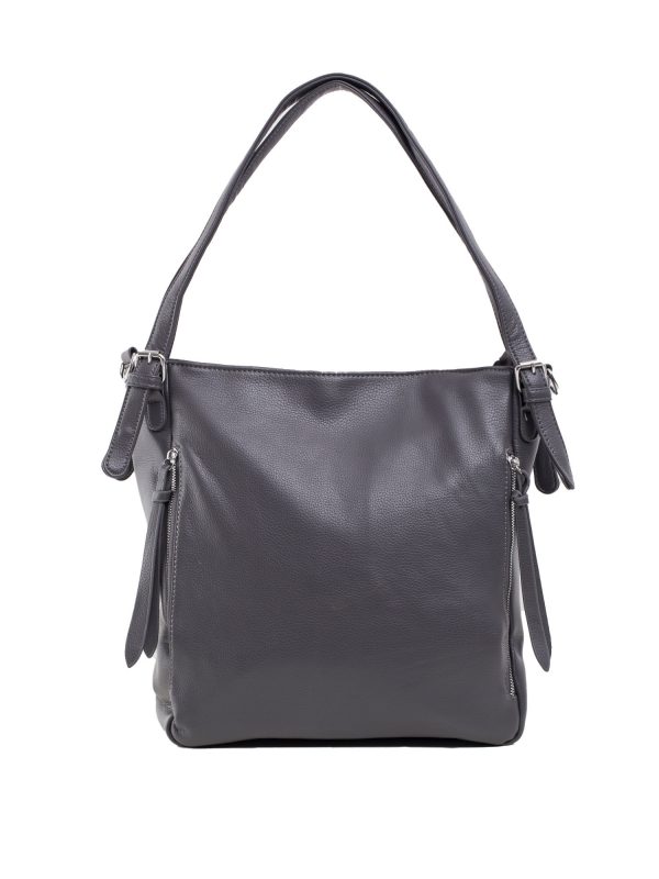 Dark Grey City Shoulder Bag with Pockets