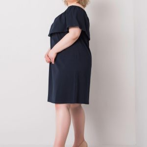 Navy Blue Plus Size Cotton Keily Dress