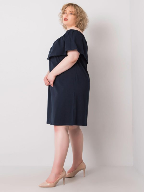 Navy Blue Plus Size Cotton Keily Dress