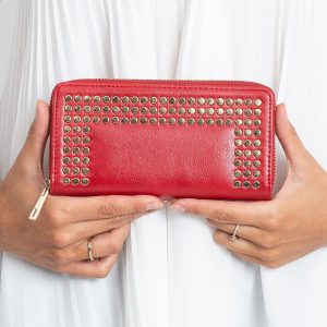 Red wallet with studs