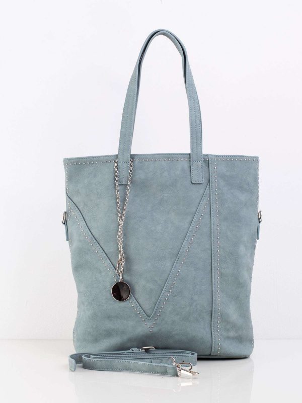 Green and blue urban bag with studs