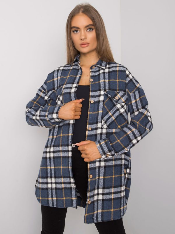 Dark Blue Ladies Plaid Shirt Lais RUE PARIS