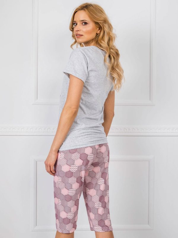 Grey Burgundy Women's Pyjamas