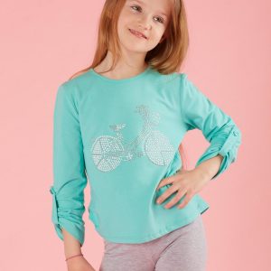 Mint girl blouse with applique