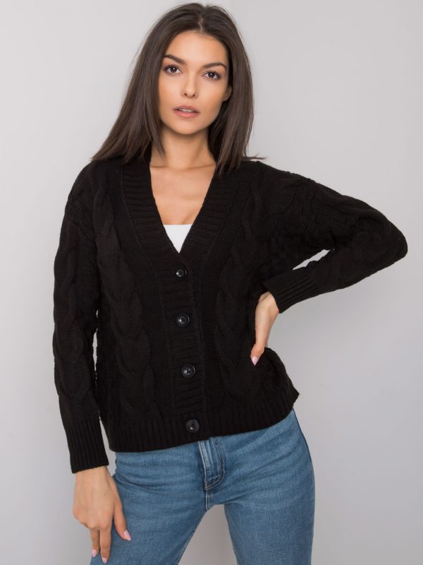 Danville RUE PARIS black cardigan with braids