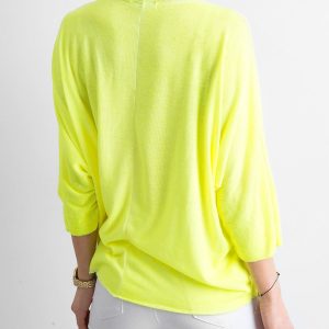 Fluo Yellow Loose V-Neck Blouse