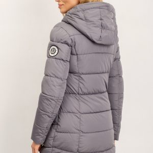 Quilted Women's Winter Jacket Hooded Grey