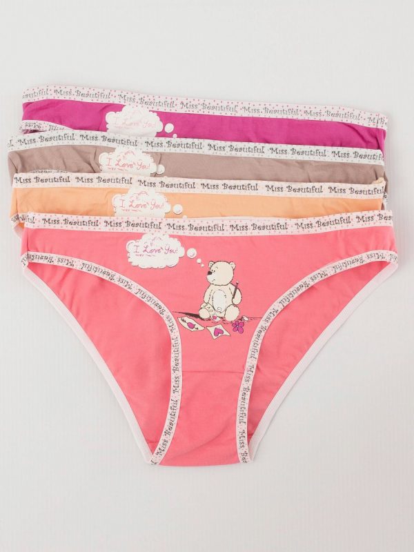 Colorful Teddy Bear Print Panties 4-Pack