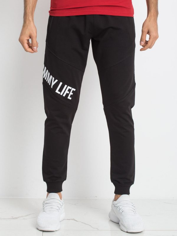 TOMMY LIFE Black Men's Sweatpants